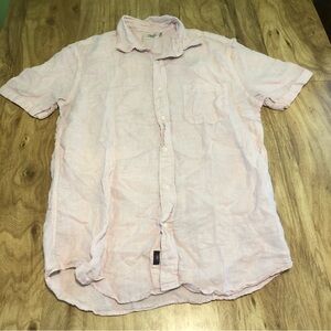Faherty Shirt Mens 100% Linen Light Pink Solid Button Up Outdoors Casual Size M
